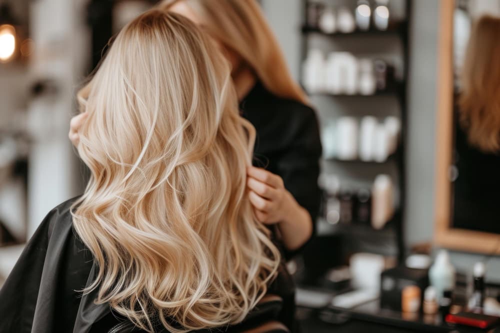 Blonde haarstyling in de salon
